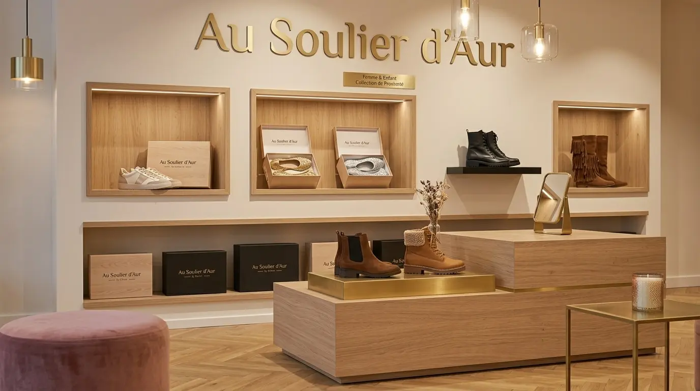Espace de présentation dans la boutique de chaussures à Ruelle-sur-Touvre