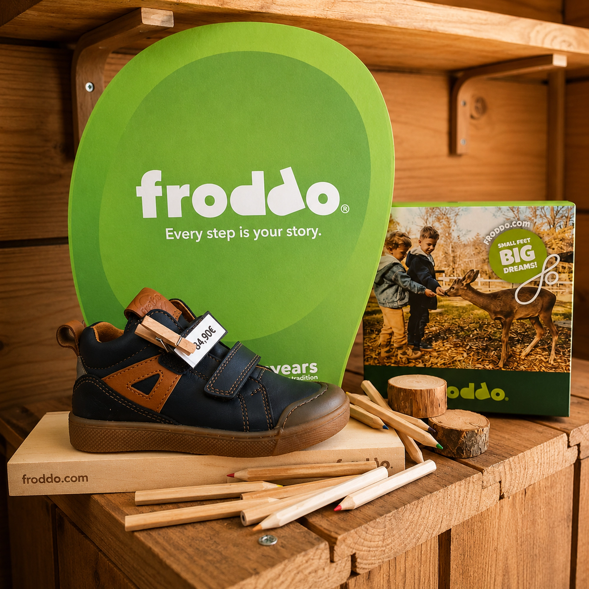 Bottillon enfant Froddo marine et camel de la nouvelle collection